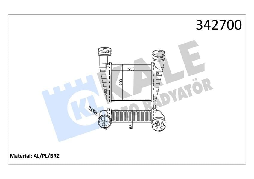 KALE 342700 TURBO RADYATÖRÜ INTERCOOLER PASSAT-SUPERB AL/PL/BRZ 230x203x62 - Görsel 1
