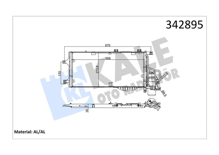 KALE 342895 KLİMA RADYATÖRÜ KONDENSERİ KURUTUCU İLE COMBO-CORSA C 1.3CDTI-1.7CDTI 03> 548x261x16 - Görsel 1