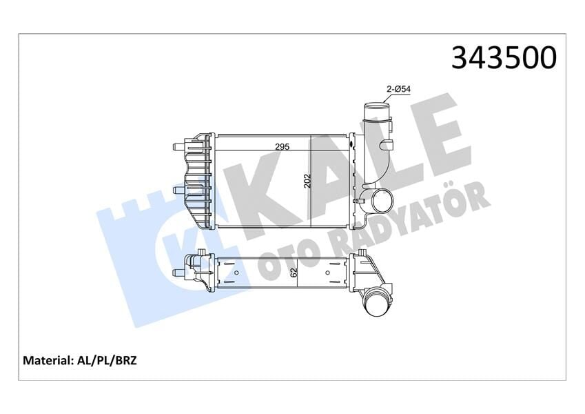 KALE 343500 TURBO RADYATÖRÜ INTERCOOLER DUCATO-JUMPER-BOXER AL/PL/BRZ 295x202x62 - Görsel 1