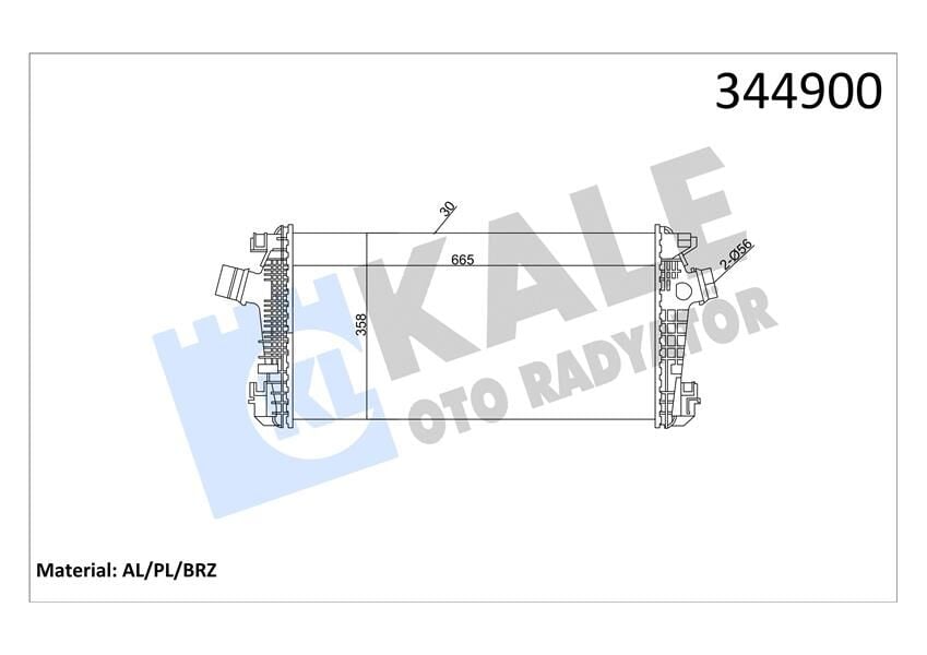 KALE 344900 TURBO RADYATÖRÜ INTERCOOLER ASTRA J-CRUZE J300-J305-J308 -ZAFIRA TOURER C AL/PL/BRZ 665x35 - Görsel 1