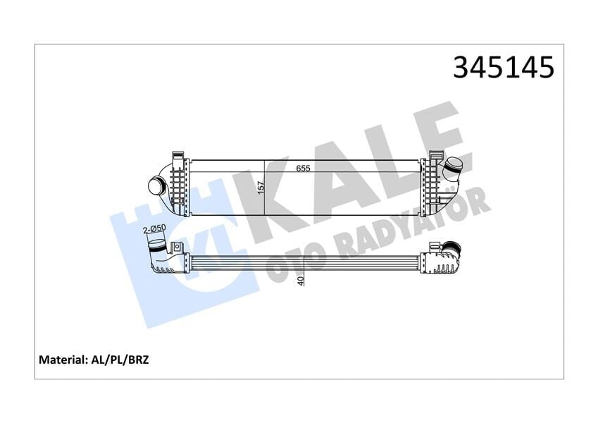 KALE 345145 TURBO RADYATÖRÜ INTERCOOLER VOLVO C30 06-12 -S40 04 > V50 04 > 1.6D-2.0D- C70 2.0D 08 > 658x157 - Görsel 1