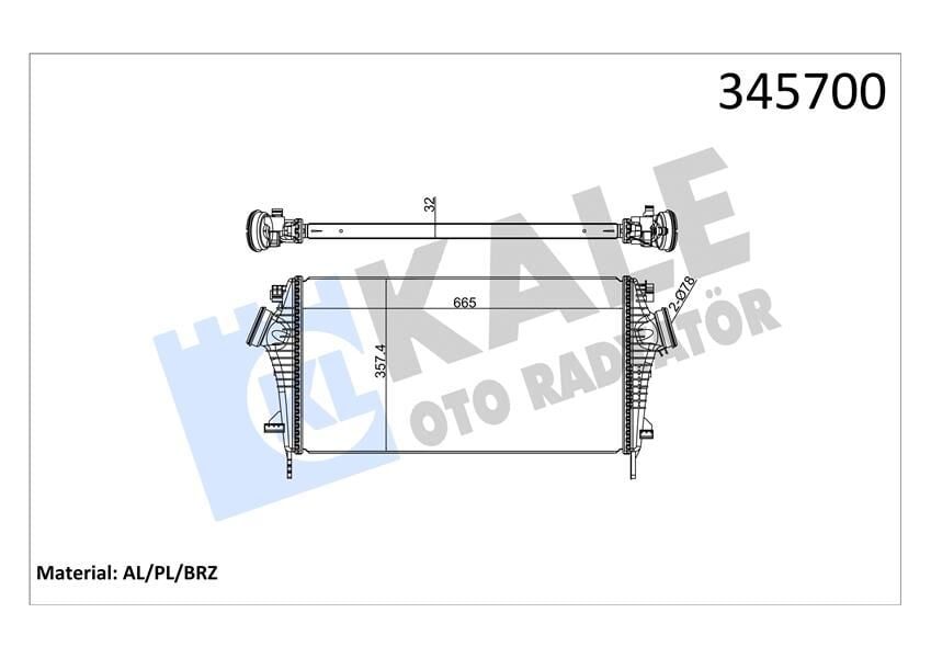 KALE 345700 TURBO RADYATÖRÜ INTERCOOLER INSIGNIA A 09>17 1.6 CDTI LET-DTH-DTJ 2.0 DTH-NFT-NHT-DTR AL/PL/BRZ 2.8 NET-NER 665x361.7x32 - Görsel 1