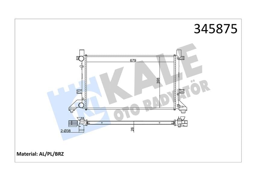 KALE 345875 RADYATÖR LT28-35-LT28-46 2.5TDI-2.8TDI AC KLİMASIZ MEK 679x399x26 AL/PL/BRZ - Görsel 1