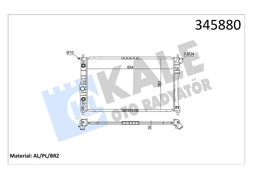 KALE 345880 RADYATÖR CHEVROLET-DAEWOO NUBIRA 00 > AC /- OTOM. 655x378x16 AL/PL/BRZ - Görsel 1