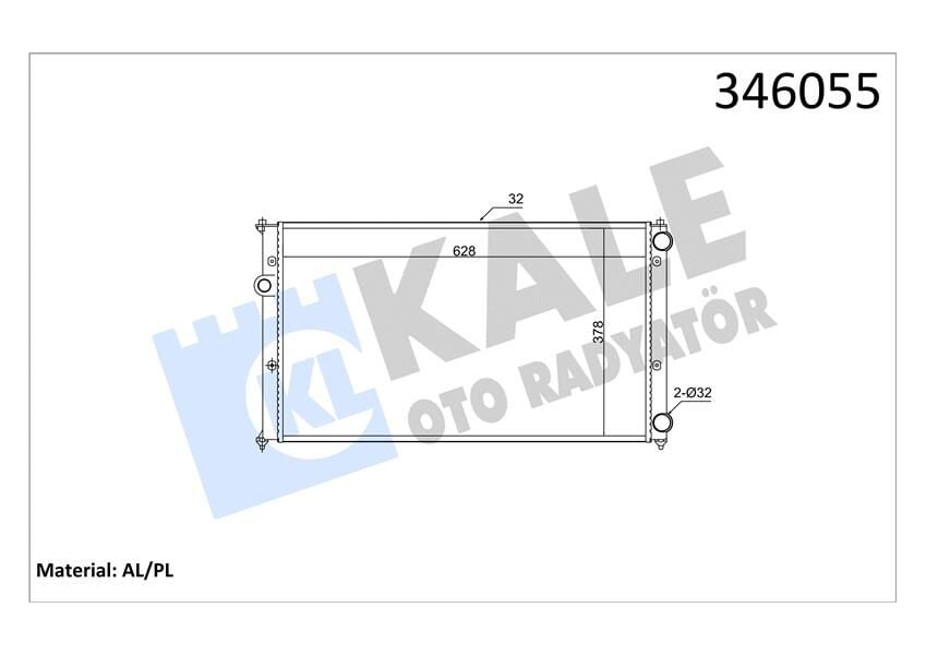 KALE 346055 RADYATÖR CADDY II-POLO 95-01 CORDOBA 96-99 IBIZA II 1.9TD-SDI AC /- MEK 628x378x34 AL/PL/BRZ - Görsel 1