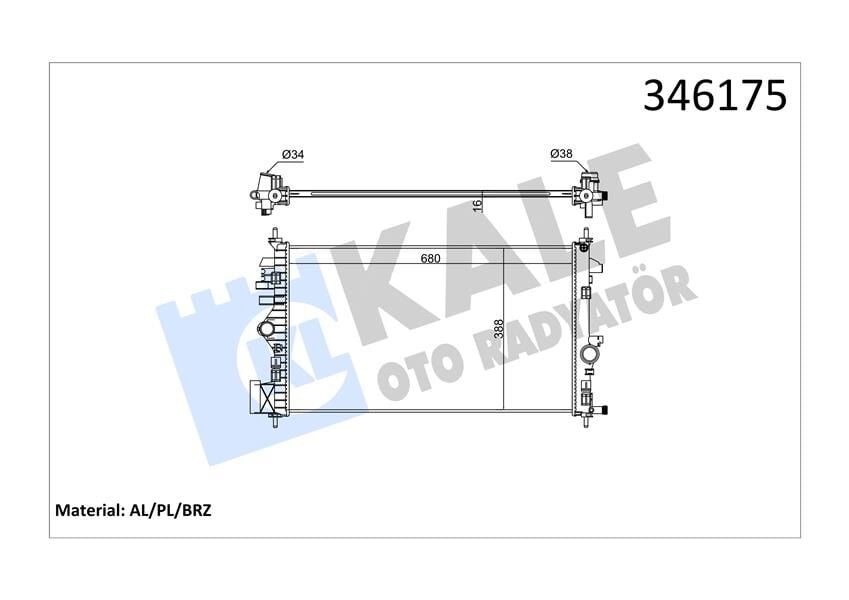 KALE 346175 RADYATÖR INSIGNIA-SAAB 9-5 1.6-1.8 08 > AC MEK 680x378x16 AL/PL/BRZ - Görsel 1