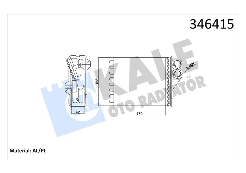 KALE 346415 KALORİFER RADYATÖRÜ LOGAN 05>DUSTER 10>SANDERO 10> 170x158 - Görsel 1