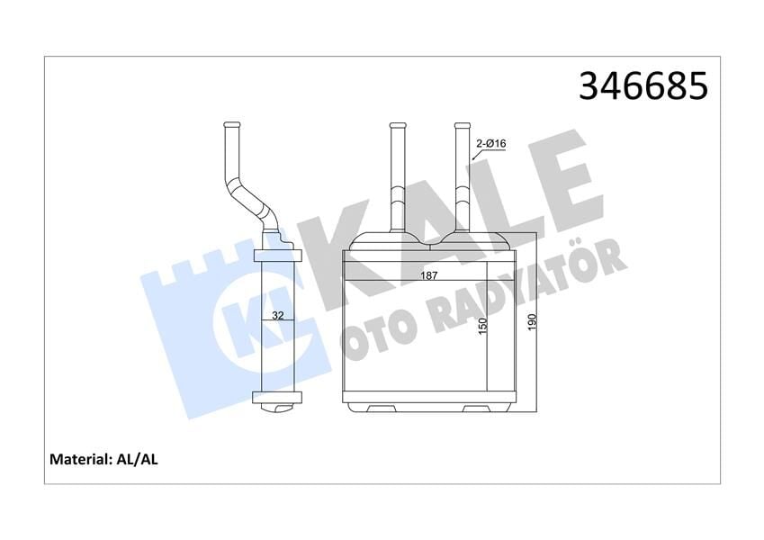 KALE 346685 KALORİFER RADYATÖRÜ CORSA B 93-00 -TIGRA 94-98 -COMBO 182x155 - Görsel 1