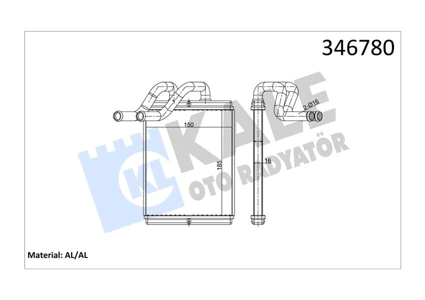 KALE 346780 KALORİFER RADYATÖRÜ KIA SORENTO 2.4L G4CS G4JS benzinli 02-> 2.5L CRDI D4CB 140hp 03-> - ALEMİNYU M - Görsel 1