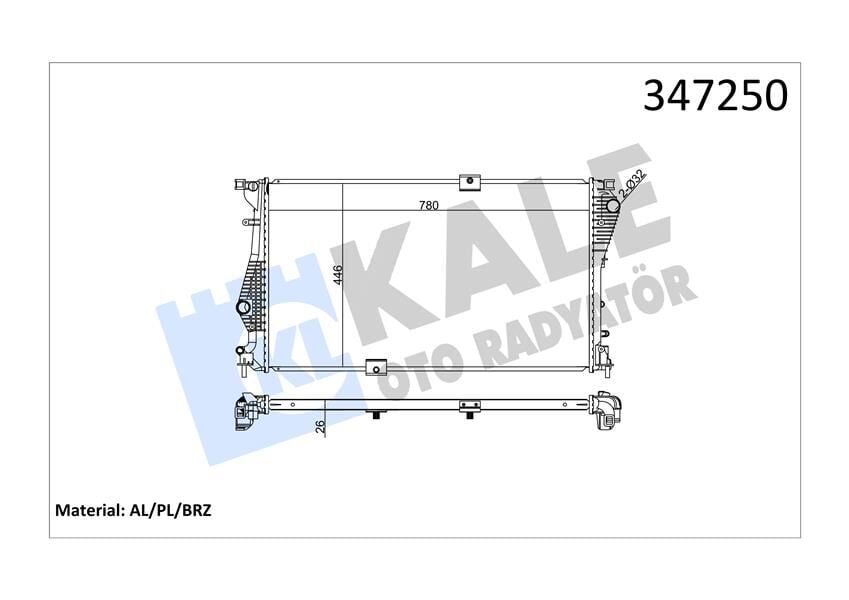 KALE 347250 RADYATÖR TRAFIC II-VIVARO 2.0 DCİ-CDTİ 06 > M9R 780x462.25x27 MEK AC /- - Görsel 1