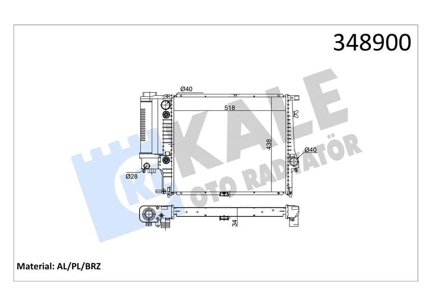 KALE 348900 MOTOR SU RADYATORU BMW M20 M50 E34 KLIMALI / OTOMATIK SANZIMAN - Görsel 1