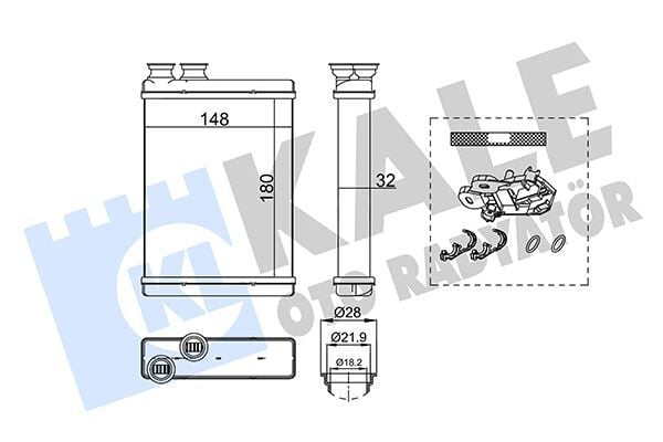 KALE 355235 KALORİFER RADYATÖRÜ PEUGEOT P308 13>21 CITROEN C3 09>16 C4 CACTUS 14> DS3 09>15 BRAZING - Görsel 1