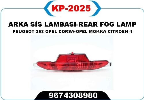KAYA KP2025 REFLEKTOR ARKA TAMPON ORTA OPEL CORSA F 19> MOKKA 20> PEUGEOT P208 15> CITROEN C4 20> DS3 18> - Görsel 1