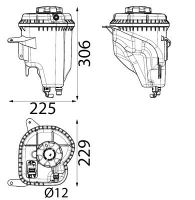 MAHLE CRT208001S RADYATOR YEDEK SU DEPOSU BMW M57 N62 B47 N47 N20 N55 N63 E70 E71 E72 F15 F85 F16 F86 KAPAKLI - Görsel 1