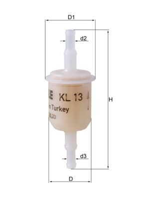 MAHLE KL13OF ŞEFFAF BENZİN ARA FİLTRE KÜÇÜK TİP ÜNİVERSAL - Görsel 1