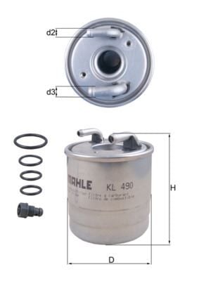 MAHLE KL490D YAKIT FILTRESI MERCEDES OM640 OM642 OM651 W169 W245 W204 W212 X164 W164 X204 W221 W222 B906 - Görsel 1