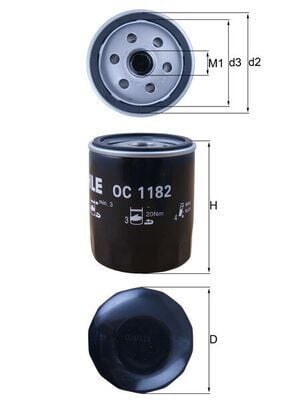 MAHLE OC1182 YAĞ FİLTRESİ MAZDA 3 09-12 6 02-07 CX-7 09-13 - Görsel 1