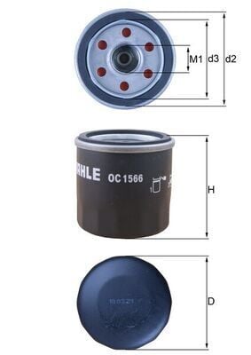 MAHLE OC1566 YAĞ FİLTRESİ RENAULT MEGANE III 09> MEGANE IV 16> DACIA DUSTER 15> 1.6SCe H4M CAPTUR II 22> 1.6E-TE CH - Görsel 1