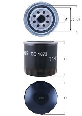 MAHLE OC1673 YAĞ FİLTRESİ HYUNDAI ACCENT ERA BLUE GETZ ELANTRA ATOS İ10 İ20 İ30 TUCSON KONA / KIA CEED CERATO RIO Tüm binek benzinli araçlar için - YÜKSEKLİK : 82.50 mm - Görsel 1
