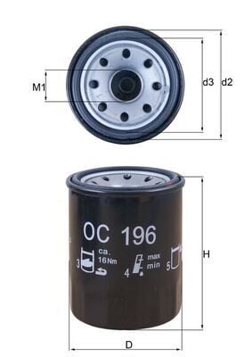 MAHLE OC196 YAĞ FİLTRESİ HONDA ACCORD 2.0L 2.4L K20A K24A R20A3 F20Z1 94-> / CIVIC 1.4L 1.5L 1.6L D14A D15A D15B B16 D16 SI R16A2 88-15 / CITY 1.4L L13A L13Z 05-> / TYPE-R 2.0L K20 01-05 / HR-V 1.6L D16W1 99-07 / - Görsel 1
