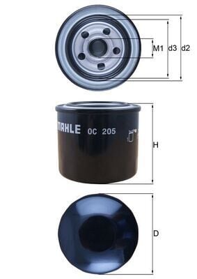 MAHLE OC205 YAĞ FİLTRESİ ACCENT 1.3-1.5-1.6 94-05 - ERA 1.4 GL-1.6GLS-ELANTRA 1.6-1.8-2.0-GETZ 1.3-1.4-1.6-İ20 - Görsel 1