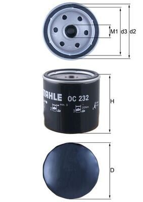 MAHLE OC232 YAĞ FİLTRESİ FIESTA 1.8DI-FOCUS 1.8TDCI-1.8DI/TDDİ-1.8T-CONNECT 02>14 1.8TDCI TRANSIT T15-T12 2.5T D 95>01 - Görsel 1