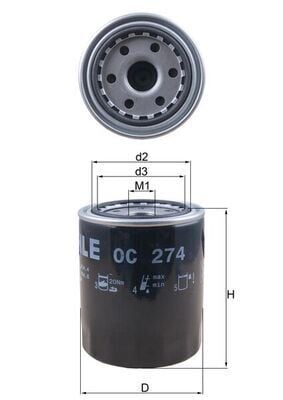 MAHLE OC274 YAĞ FİLTRESİ H100 93-00 H-1 97-00 STAREX 97 > 2.5D - 2.5TD - Görsel 1