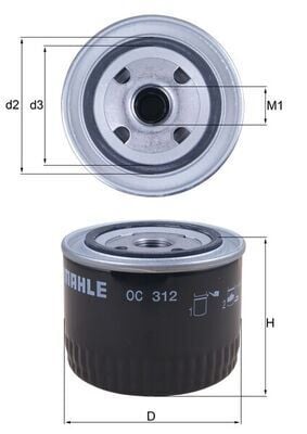 MAHLE OC312 YAG FILTRESI LAND ROVER FREELANDER I 20T2N L314 - Görsel 1