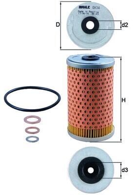 MAHLE OX34D YAG FILTRESI MERCEDES M102 W201 W123 S123 C123 W460 W461 W463 B601 B602 - Görsel 1