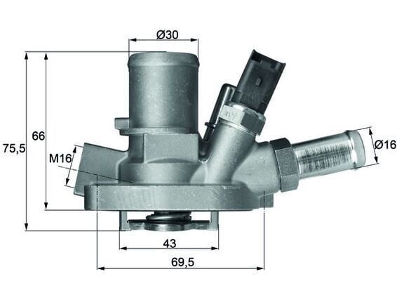 MAHLE TI147.80 TERMOSTAT KOMPLE LINEA-BRAVO II-GRANDE PUNTO 1.4 T-jet 07 > G1019.80 - Görsel 1