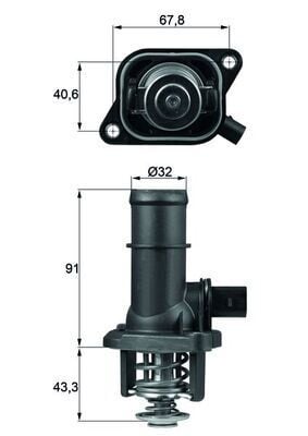 MAHLE TI16.105 TERMOSTAT 105C KOMPLE / MÜŞÜRLÜ BORA-GOLF4-POLO-A3-CORDOBA-IBIZA III-OCTAVIA 1.6 - Görsel 1