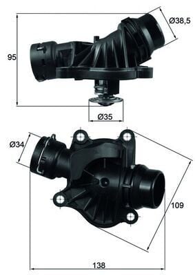 MAHLE TI234.88 TERMOSTAT 88 C BMW M47 M57 E90 E87 E46 E91 E92 E93 E60 E61 E64 E65 E83 E70 - Görsel 1