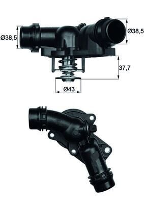 MAHLE TM1397 TERMOSTAT 97 C BMW M52 M54 E36 E38 E39 E46 E60 E65 E83 E53 E85 - Görsel 1