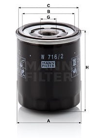 MANN W716.2 YAĞ FİLTRESİ FIAT EGEA 16> 500X 14> ALFA ROMEO GIULIETTA 11> MITO 09>18 1.4 1.4TBı - Görsel 1
