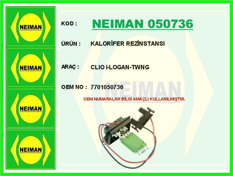 NEIMAN 050736 KALORİFER REZİNSTANSI CLIO I-LOGAN-TWNG - Görsel 1