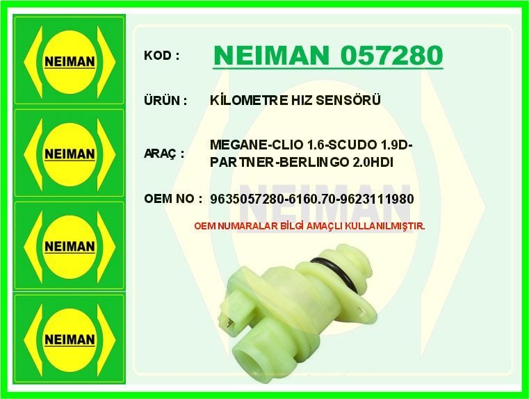 NEIMAN 057280 KİLOMETRE HIZ SENSÖRÜ MEGANE-CLIO 1.6-SCUDO 1.9D-PARTNER-BERLINGO 2.0HDI - Görsel 1