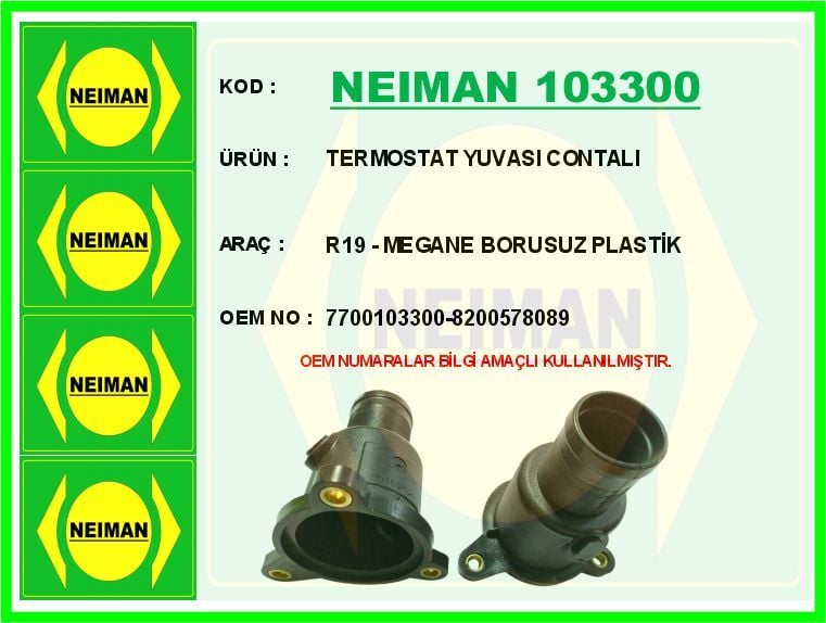 NEIMAN 103300 TERMOSTAT YUVASI CONTALI R19 - MEGANE BORUSUZ PLASTİK - Görsel 1