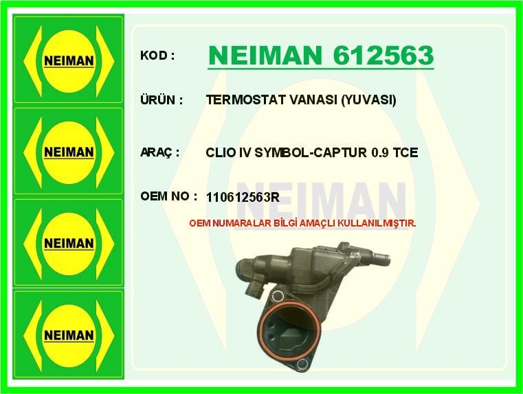 NEIMAN 612563 TERMOSTAT VANASI YUVASI CLIO IV SYMBOL-CAPTUR 0.9 TCE - Görsel 1