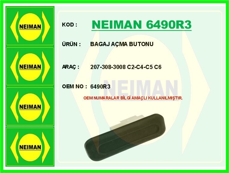 NEIMAN 6490R3 BAGAJ AÇMA BUTONU TUTAMAĞI PEUGEOT P207 06>12 P308 07>14 P508 10>18 P3008 09>16 RZC 10>15 CITROEN C2 03>12 C4 PICASSO 06>13 C5 08>16 C6 06>12 - Görsel 1
