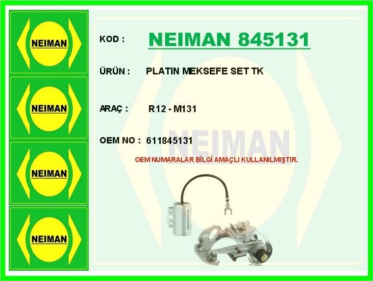NEIMAN 845131 PLATIN MEKSEFE SET TK R12 - M131 - Görsel 1
