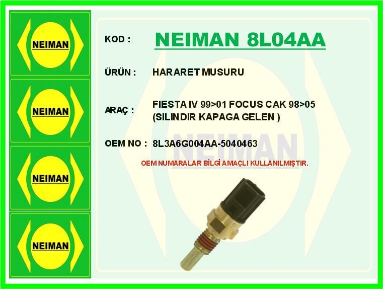 NEIMAN 8L04AA HARARET MUSURU FIESTA IV 99>01 FOCUS CAK 98>05 SILINDIR KAPAGA GELEN - Görsel 1