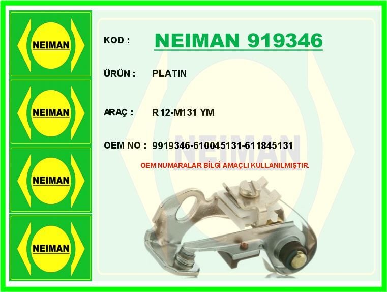 NEIMAN 919346 PLATIN R12-M131 YM - Görsel 1