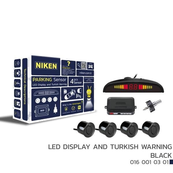 NIKEN 0160010301 PARK SENSÖRÜ LED EKRAN VE TURKCE UYARI SİYAH 22MM - Görsel 1
