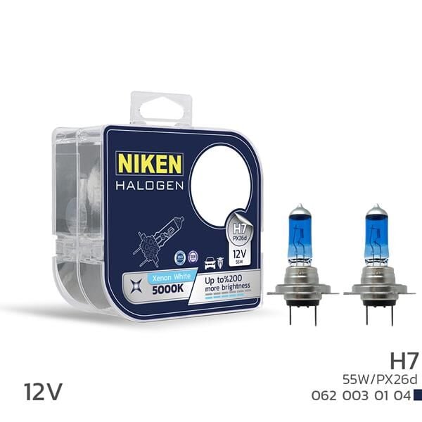 NIKEN 0620030104 NIKEN 12V H7 55W BEYAZ IŞIK AMPUL PX26d 5000K - Görsel 1
