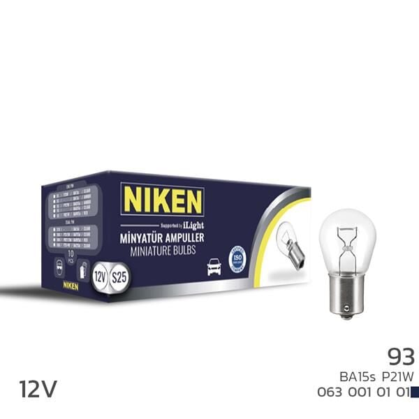 NIKEN 0630010101 NIKEN 93 AMPUL DÜZ BA15s P21W 12V 10LU - Görsel 1