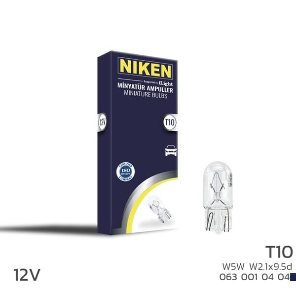 NIKEN 0630010404 NIKEN T10 PARK AMPULU W5W W2.1x9.5d 12V 10LU - Görsel 1