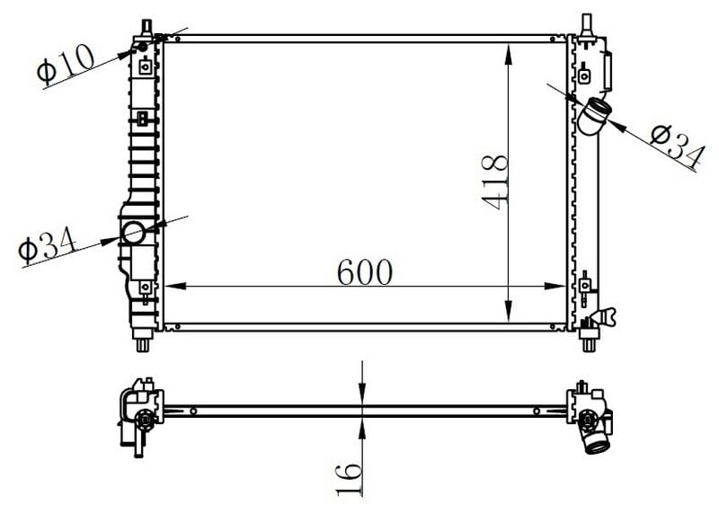 ORIS BCH029016 RADYATOR BRAZİNG MT 600X418X16 KALOS/ AVEO 1.2İ/1.6İ 05 - Görsel 1