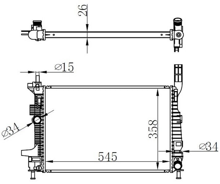 ORIS BFR176026 MOTOR SU RADYATORU FOCUS III 1.5TDCI 1.6TDCI 95PS 115PS 12>YENI CONNECT 14> 1.5TDCI 1.6 TDCI OLCU 545 358 26 - Görsel 1
