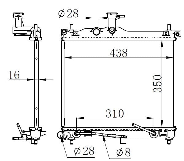 ORIS BHY079016 RADYATOR BRAZİNG AT 350X428X16 İ10 1.1 CRDI/1.1İ 2008 67098 - Görsel 1