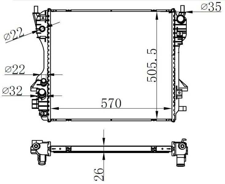 ORIS BJA005026 RADYATOR BRAZİNG MT 570X505X26 XF 2.7D/3.0D 09 - Görsel 1